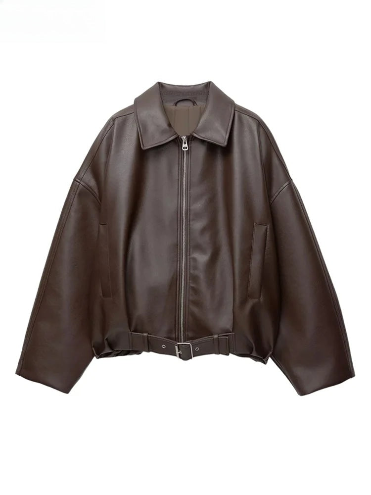Veste ceinturée effet cuir Naomi
