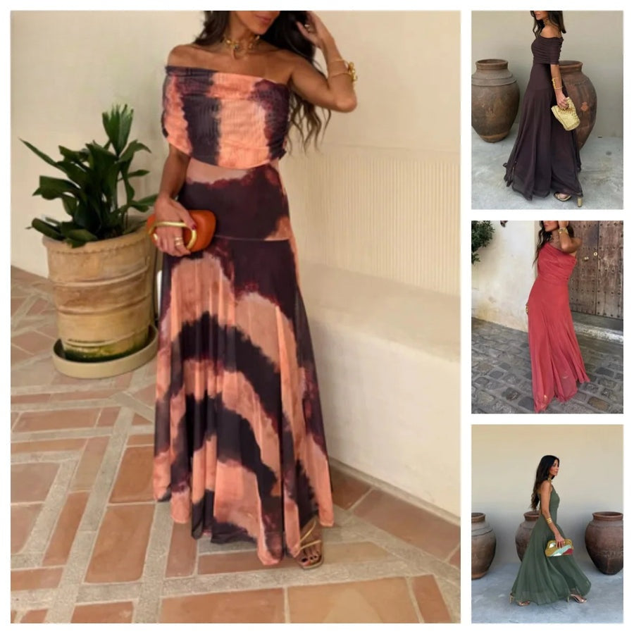 Robe longue épaules dénudées en résille Noëlle