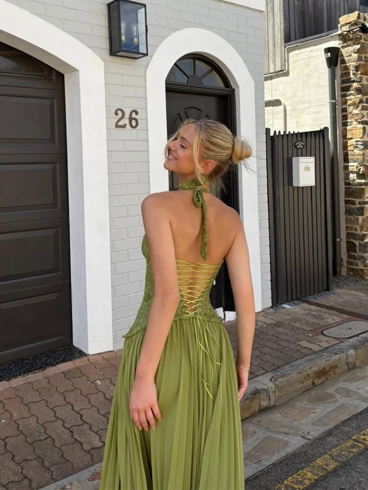 Robe longue corset plissée Aurore