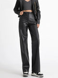 Pantalon large doublé effet cuir Clélia