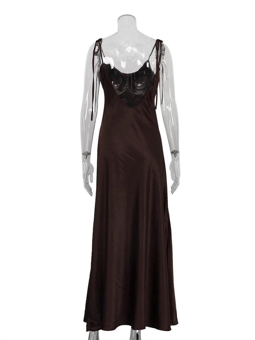 Robe longue fluide en satin Élia