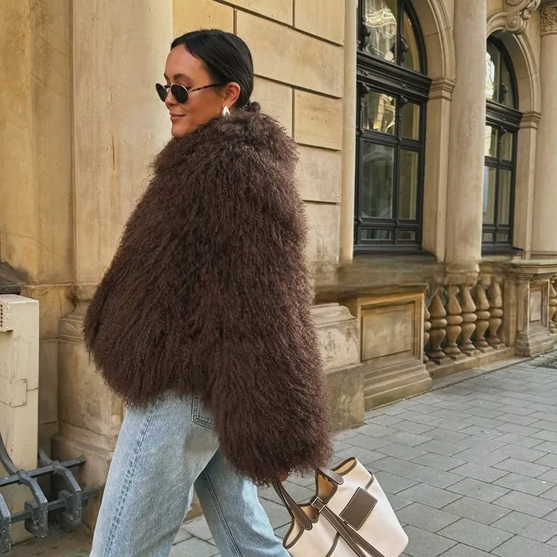 Manteau en fausse fourrure bouclée Bérénice