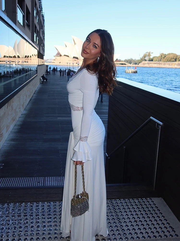 Robe longue col en V profond Ilona