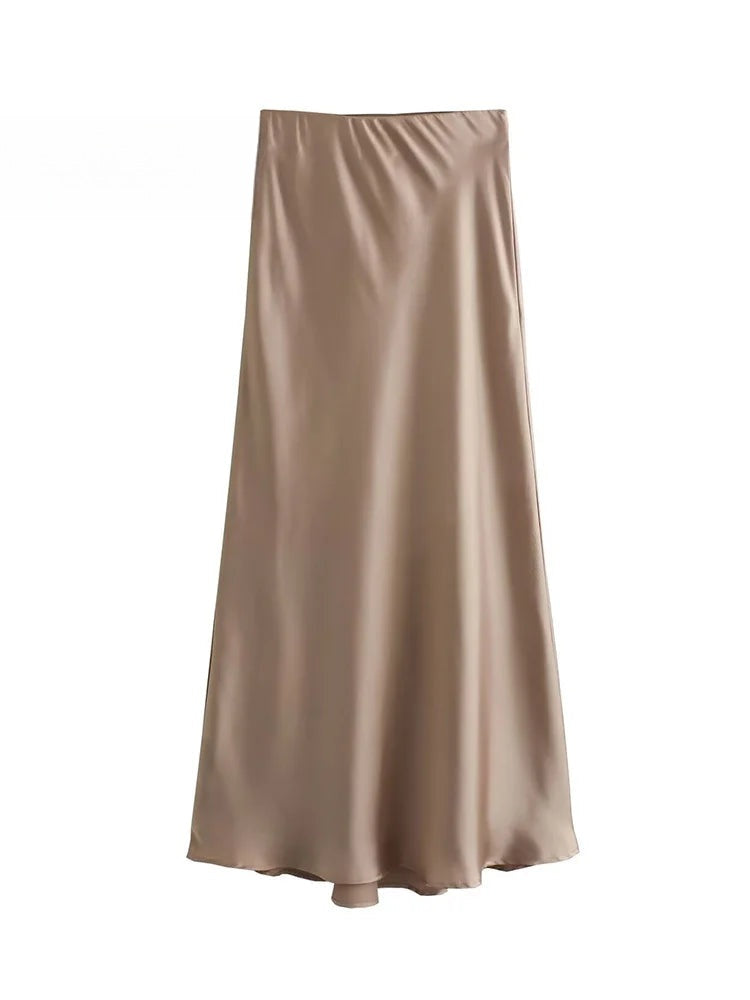 Jupe mi-longue en satin Nicolette