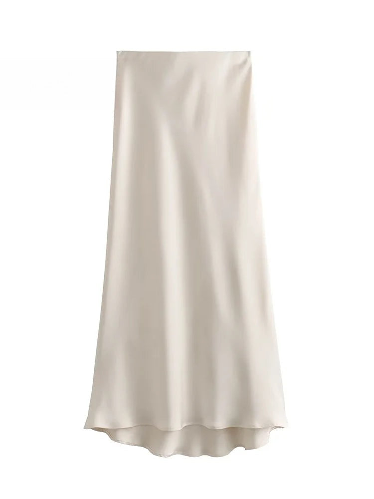 Jupe mi-longue en satin Nicolette