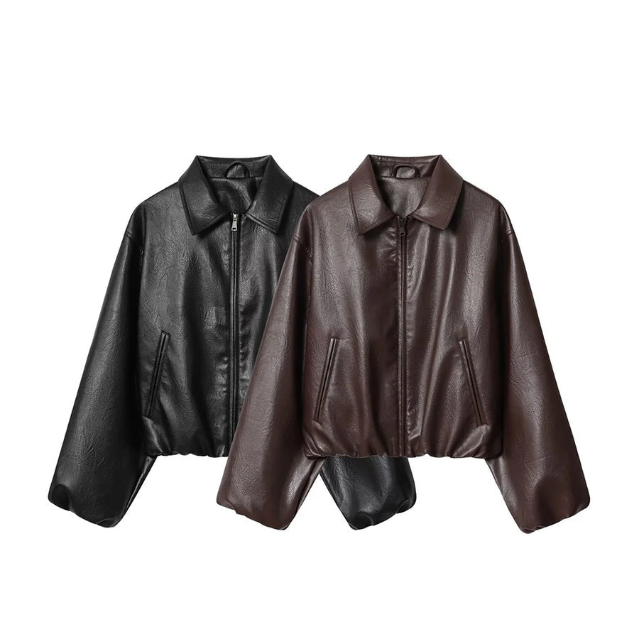 Blouson aviateur à revers effet cuir Ninon