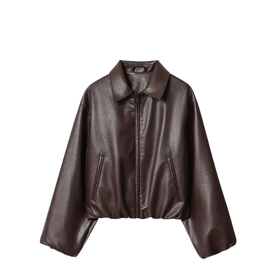 Blouson aviateur à revers effet cuir Ninon