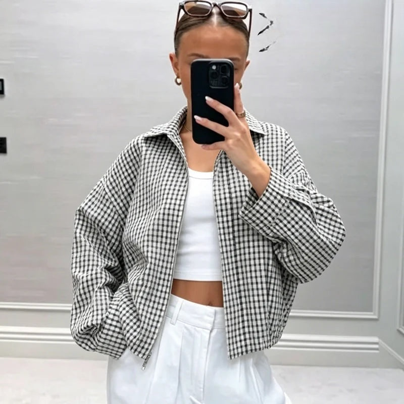 Blouson à carreaux Jeanne