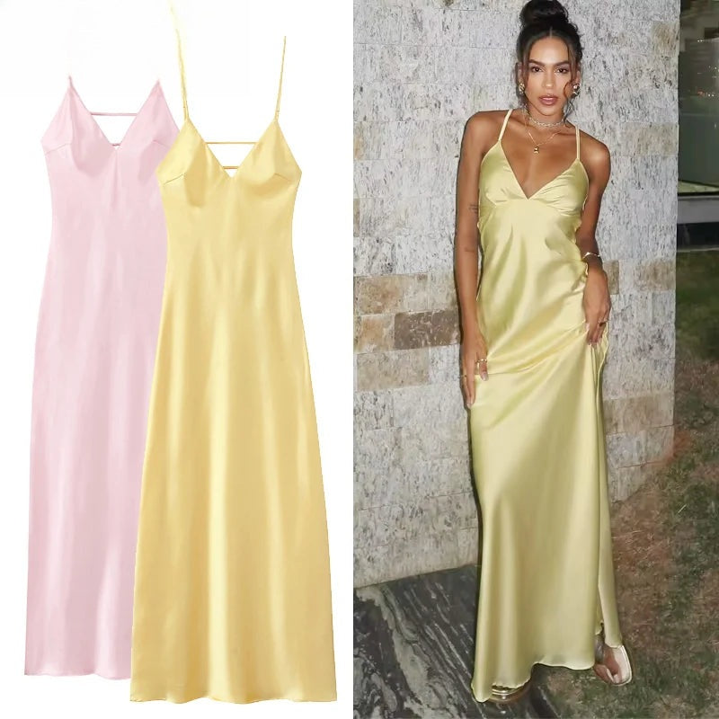 Robe nuisette mi-longue en satin Joséphine