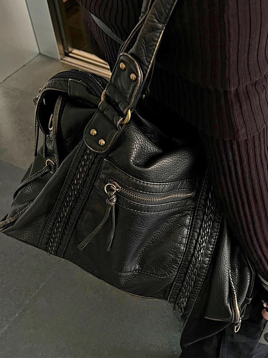 Grand sac vintage effet cuir délavé Annabelle