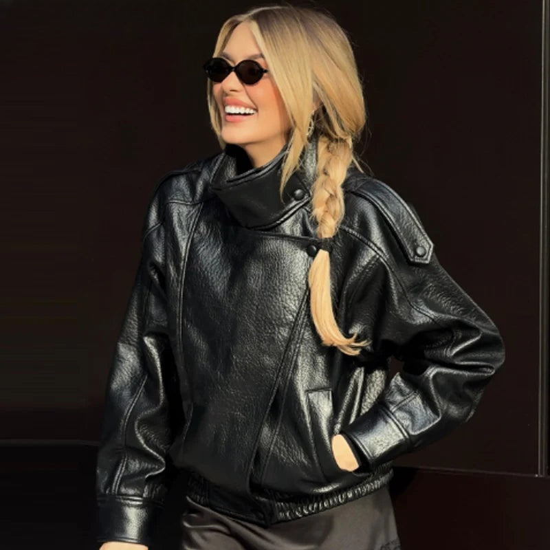 Blouson aviateur court effet cuir Léna