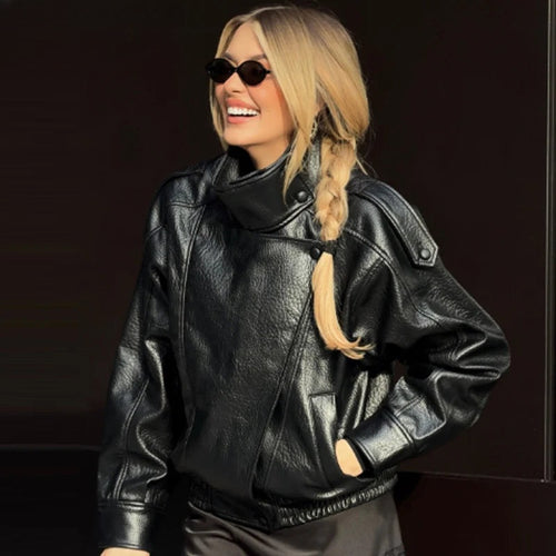 Blouson aviateur court effet cuir Léna