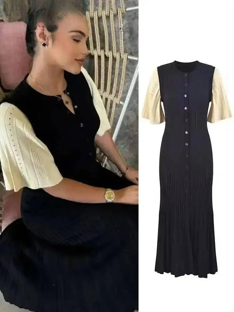 Robe longue en maille boutonnée Noémie