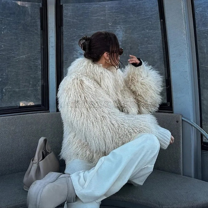 Manteau en fausse fourrure bouclée Bérénice