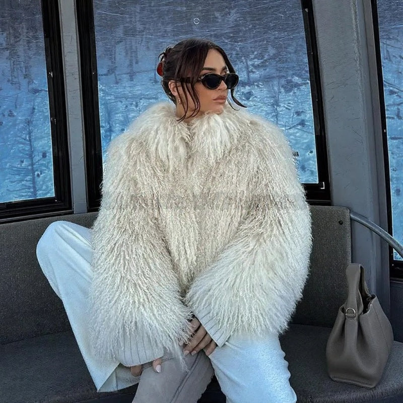Manteau en fausse fourrure bouclée Bérénice