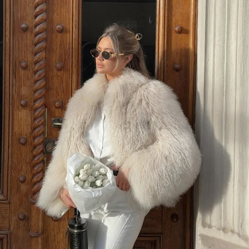 Manteau en fausse fourrure bouclée Bérénice
