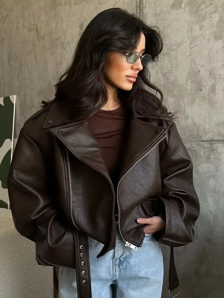 Veste courte effet cuir bordeaux Mathilde