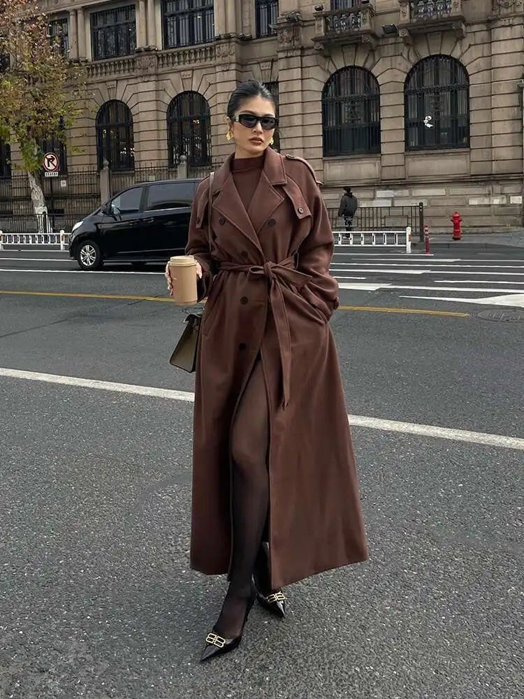 Manteau croisé à col en V Albertine