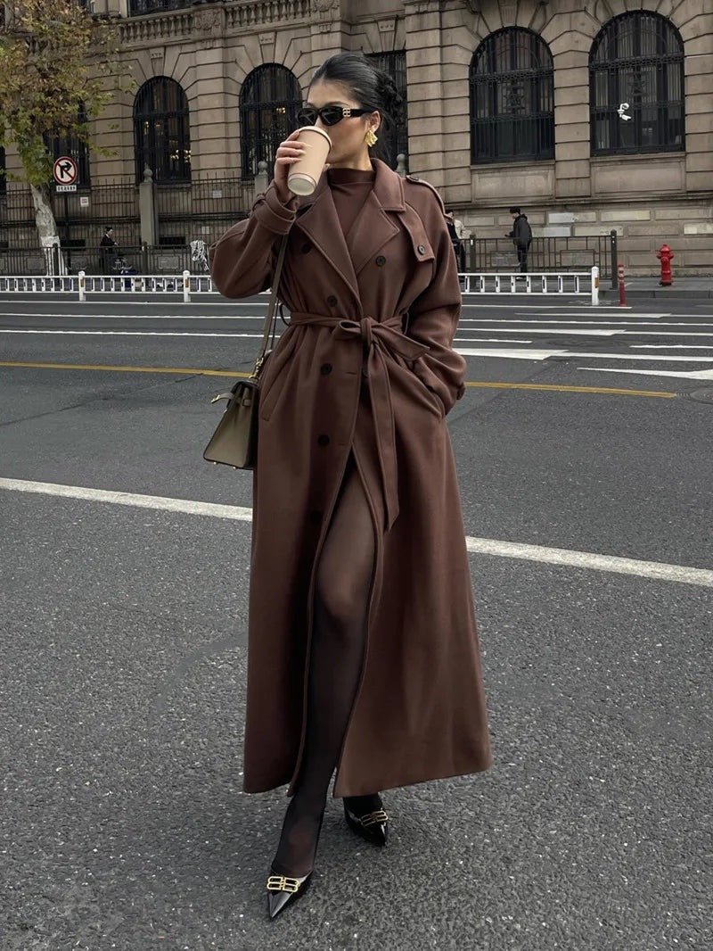 Manteau croisé à col en V Albertine