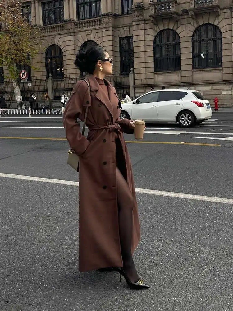 Manteau croisé à col en V Albertine