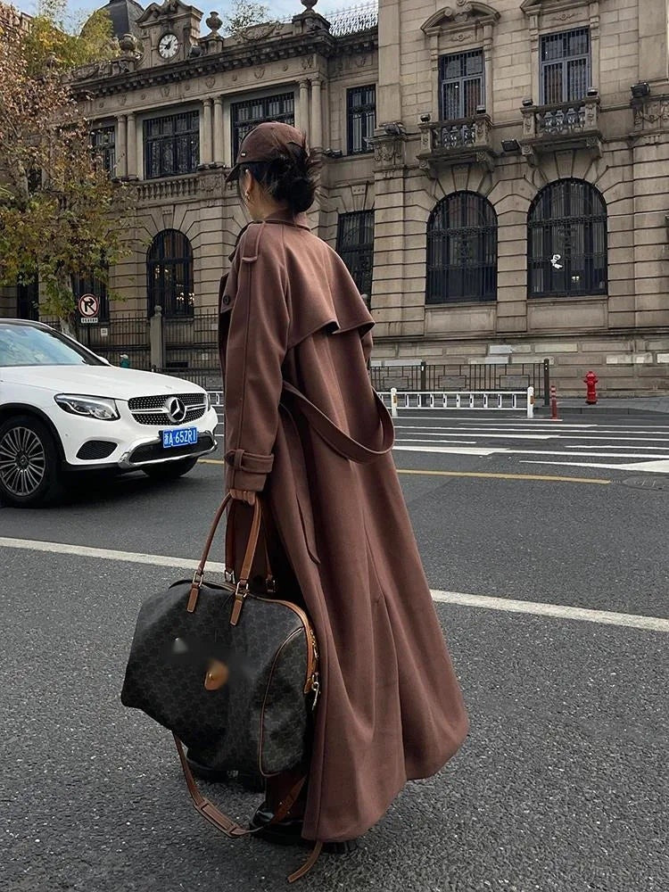 Manteau croisé à col en V Albertine