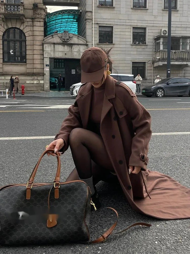 Manteau croisé à col en V Albertine