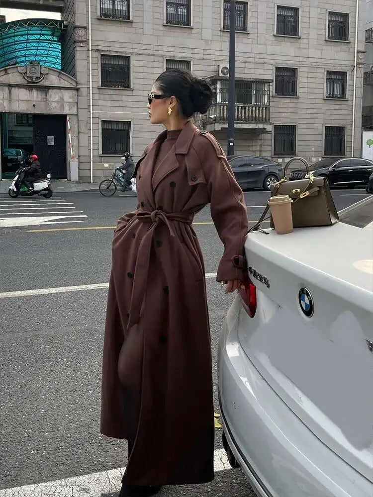 Manteau croisé à col en V Albertine