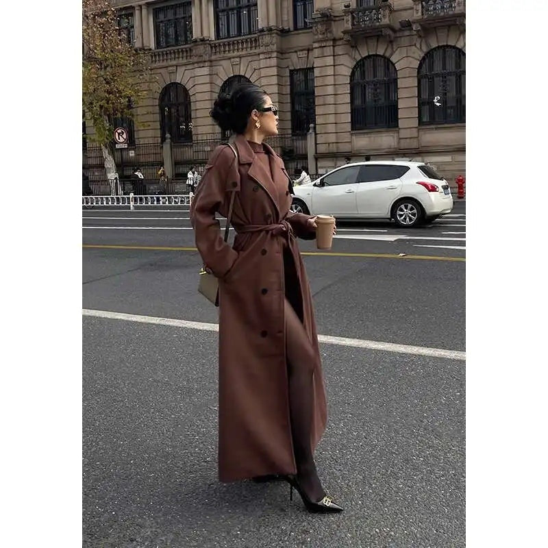 Manteau croisé à col en V Albertine