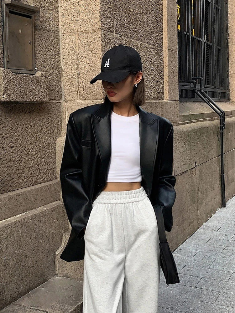 Blazer oversize effet cuir Ludivine