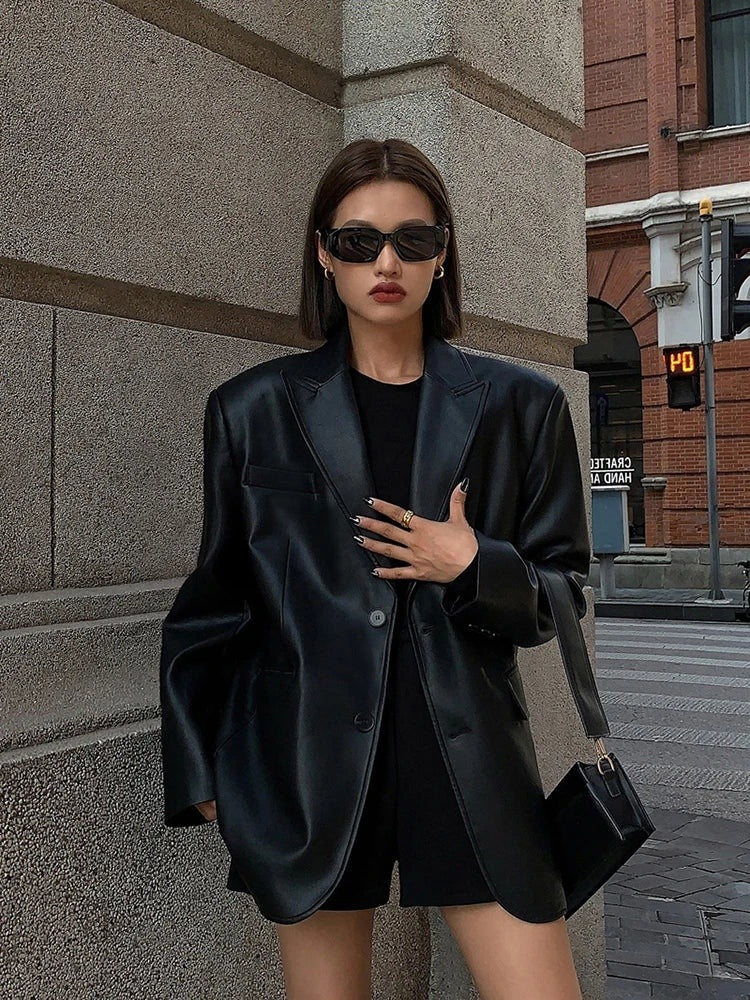 Blazer oversize effet cuir Ludivine
