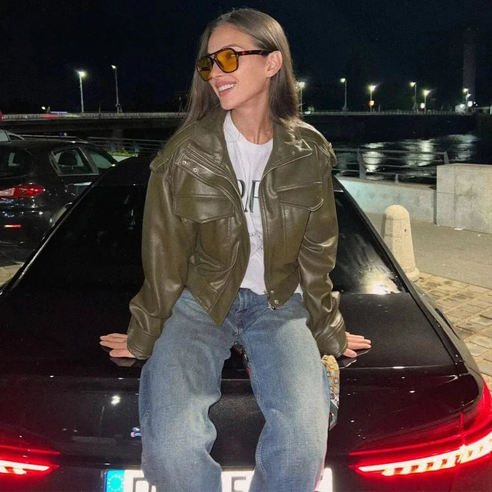 Veste style campagne effet cuir Marie-Lou