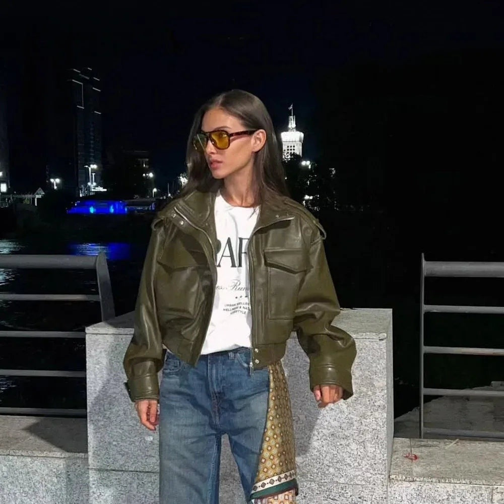 Veste style campagne effet cuir Marie-Lou