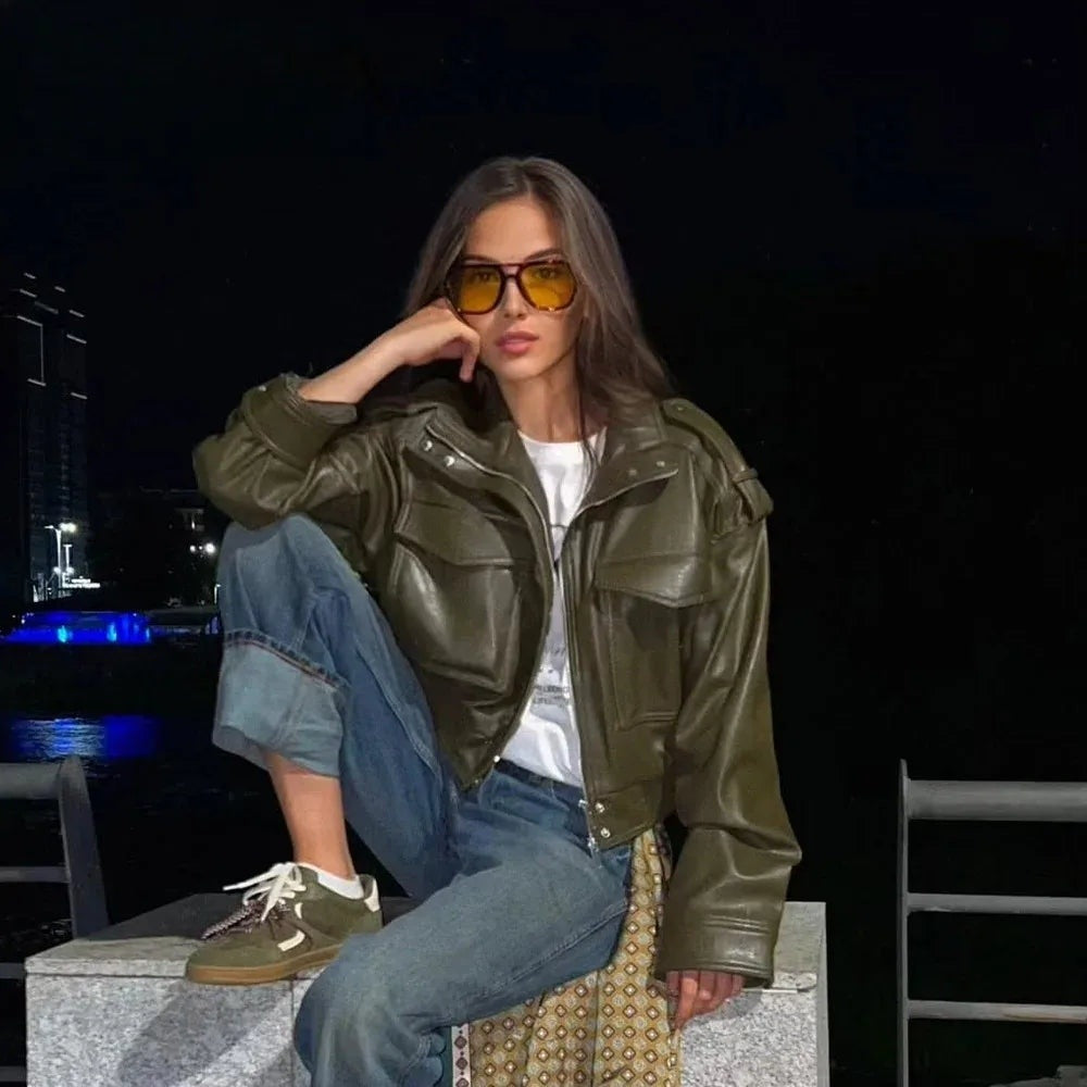 Veste style campagne effet cuir Marie-Lou