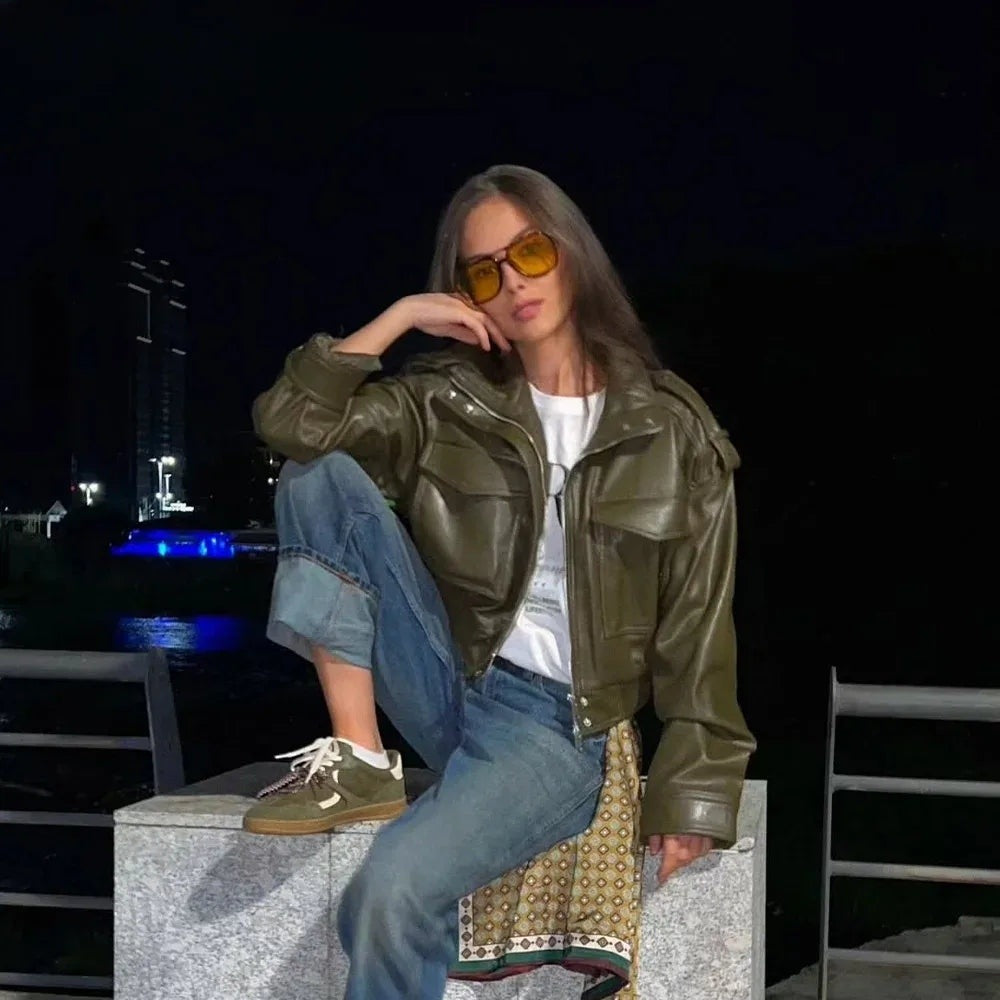 Veste style campagne effet cuir Marie-Lou