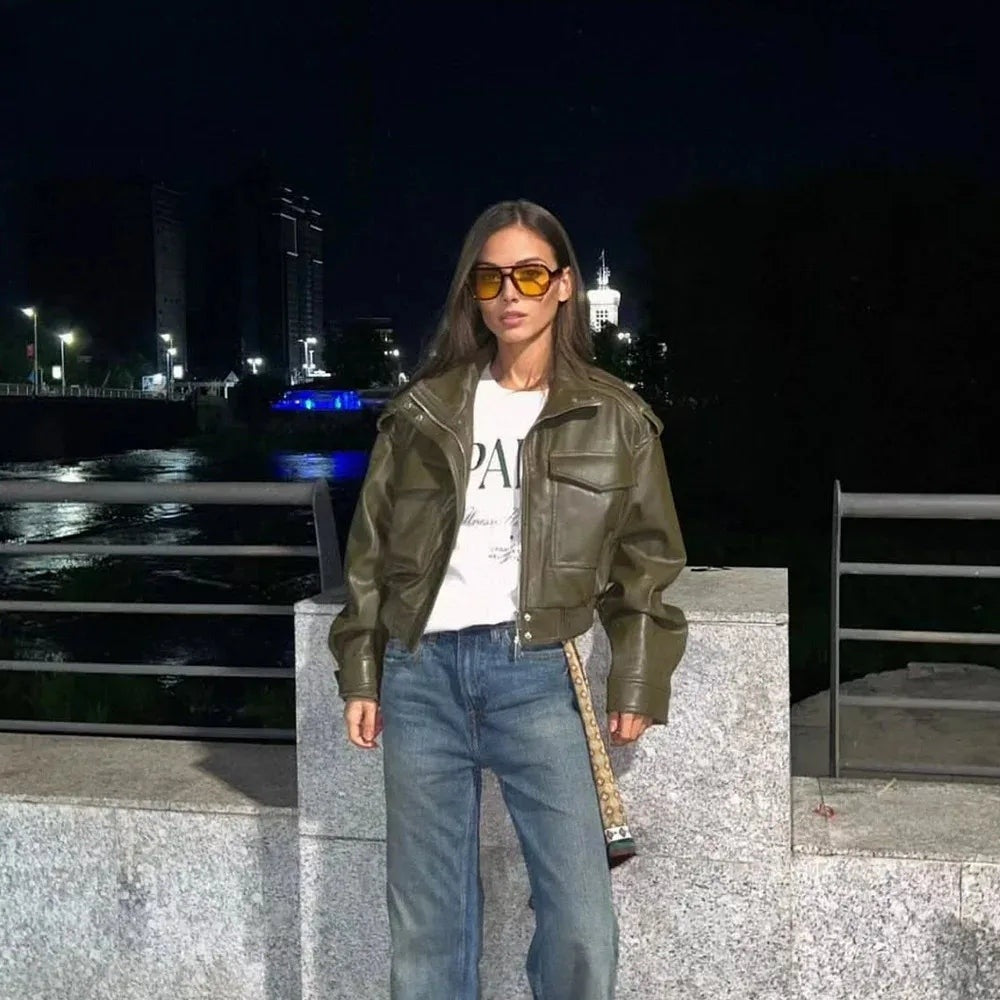 Veste style campagne effet cuir Marie-Lou