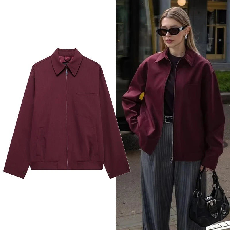 Blouson zippé bordeaux Zénaïde