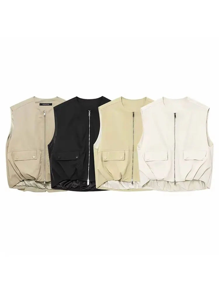 Veste sans manches zippée à poches Clothilde