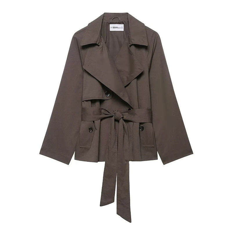 Trench court ceinturé taupe Gwenaëlle
