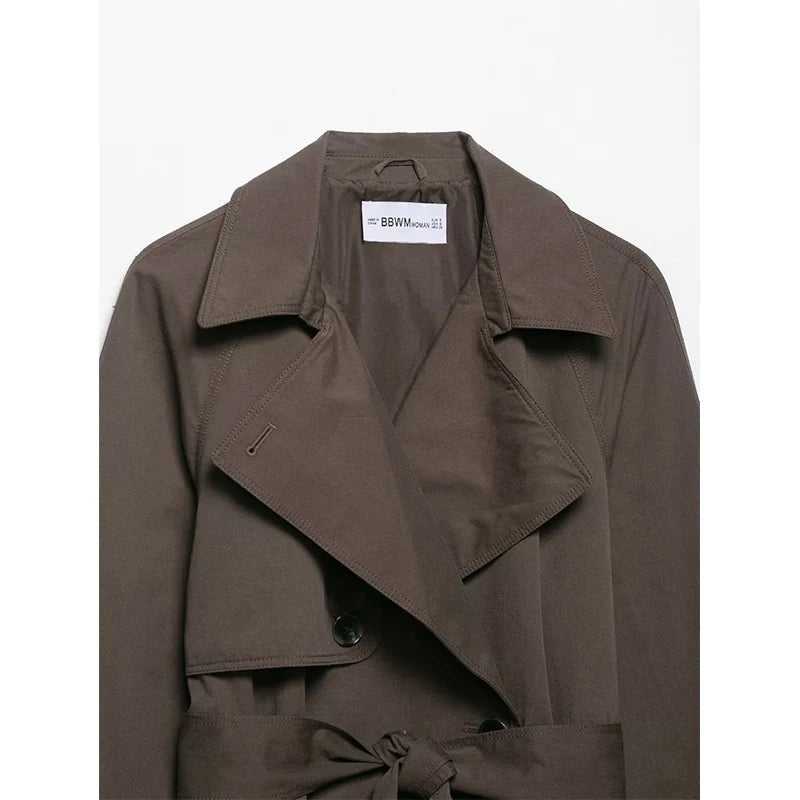 Trench court ceinturé taupe Gwenaëlle