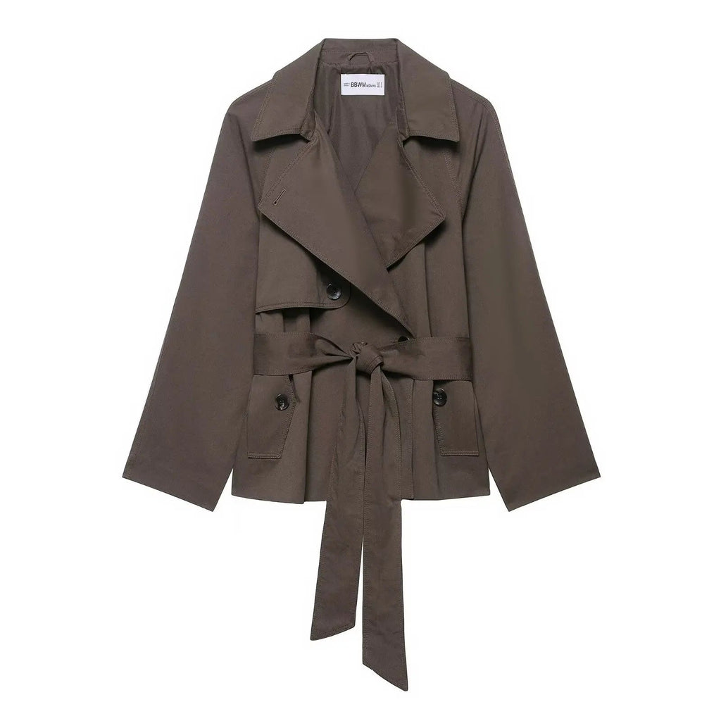 Trench court ceinturé taupe Gwenaëlle