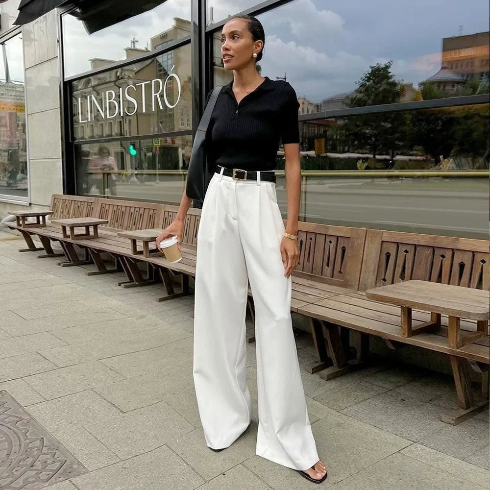 Pantalon large taille haute Lorette