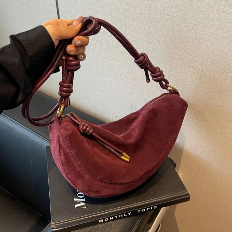 Petit sac bandoulière arrondi effet suède Bertille