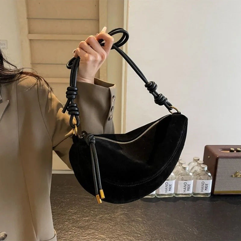 Petit sac bandoulière arrondi effet suède Bertille