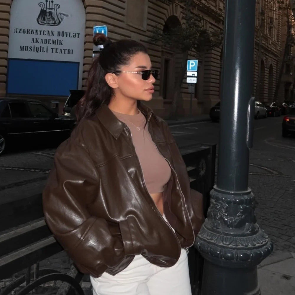 Veste vintage effet cuir à empiècements Cosette