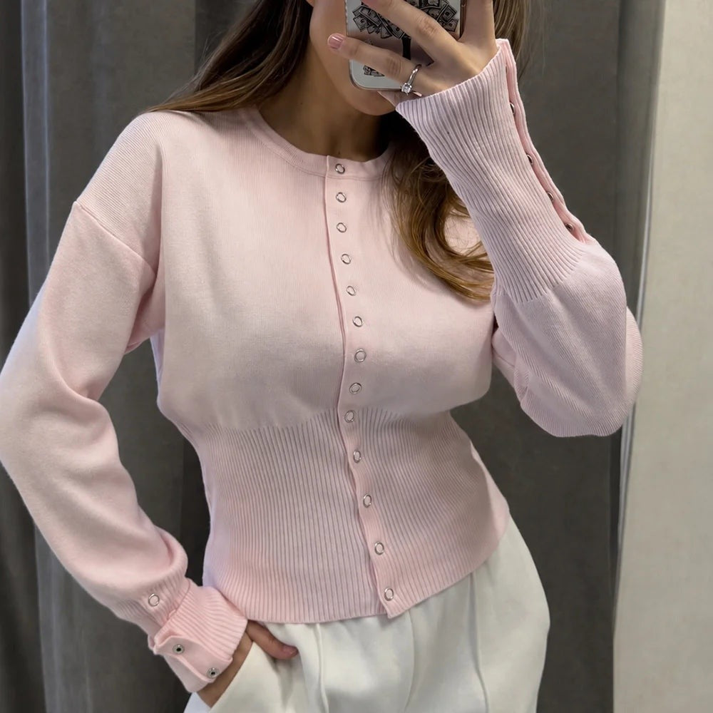 Cardigan boutonné à col rond Félicité