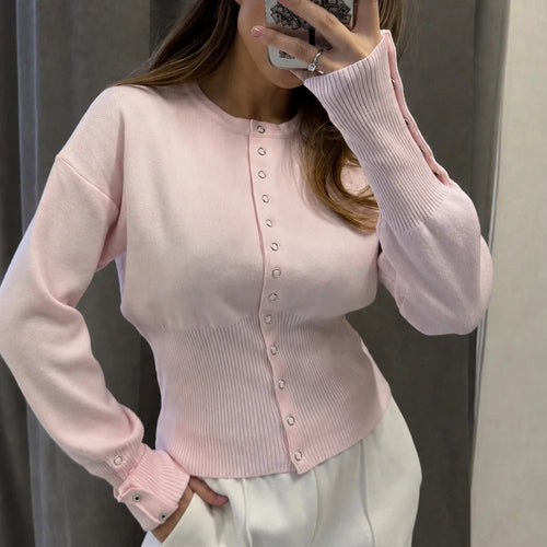 Cardigan boutonné à col rond Félicité